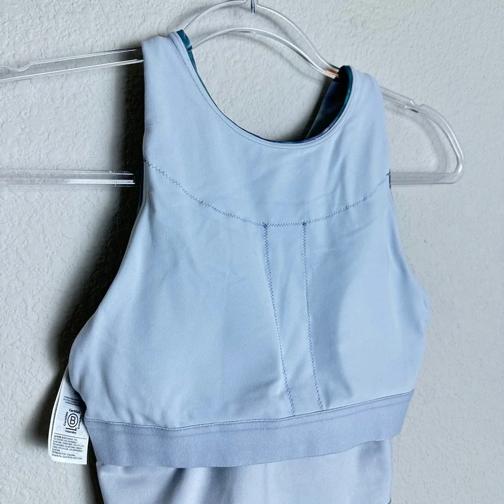 Athleta Conscious Crop Printed A-C Blue Green Tie Dye Powervita Tank Top XS NEW
